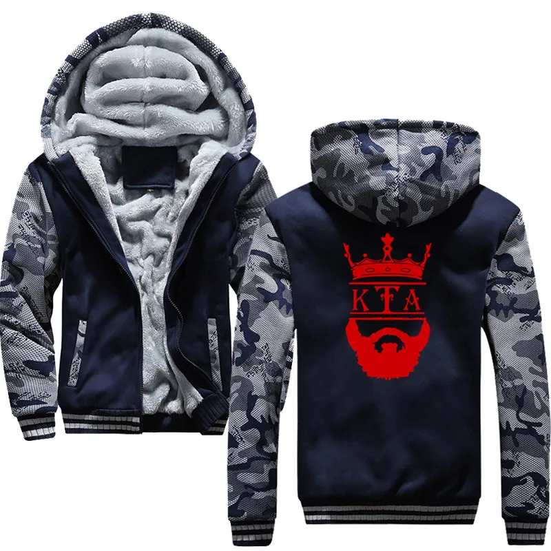 

men fashions crown and kta Winter Thickened Warm Coat Male Sweatshirts Coat Zipper Cardigan Hoody Man Clothing