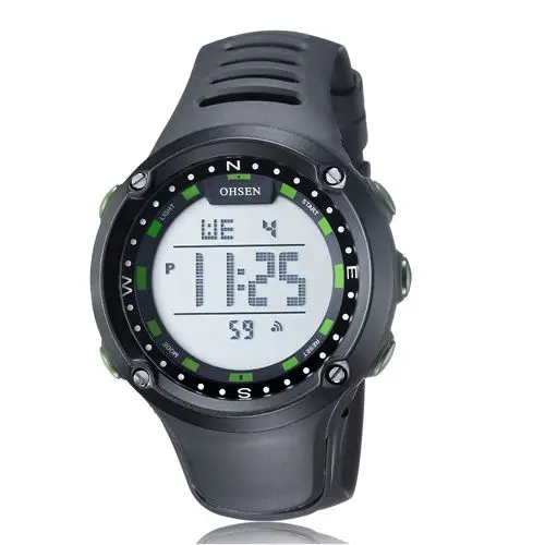 Новинка OHSEN, мужские спортивные часы с будильником, датой, секундомером, светодиодный, цифровые часы, мужские, военные, водонепроницаемые наручные часы, Relogio Masculino - Цвет: Зеленый