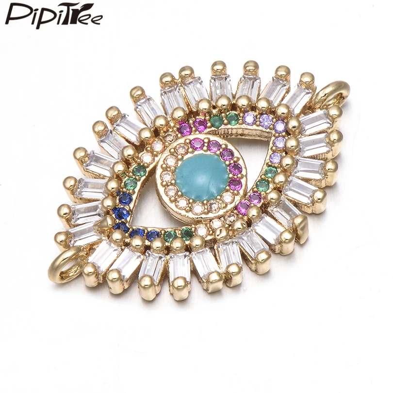 

Pipitree Trendy DIY Devil's Eye Charms Shiny Princess Cut Multi Cubic Zirconia Evil Eye Charms for Bracelet Jewelry Making