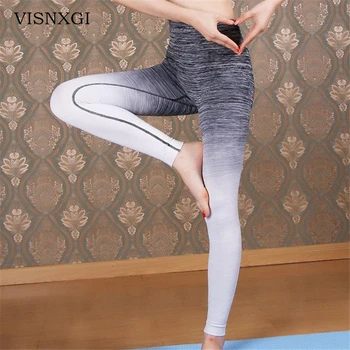 

2020 New Fashion Legging New Cotton Rose Grey Deporte Women Leggings Gradient Ramp Lady High Waist Stretched Pants Wear Trousers