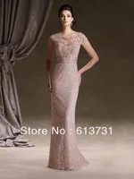 Wholesale - Lace Coral Mother Of The Bride Dresses Short Steeve Rhombic Back Bead Party Evening Dresses 113d00