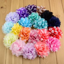 20 шт./партия, 20 цветов, U pick 8 см блестящие двухцветные шифоновые цветы с плоской задней стороной для девочек, изысканные аксессуары для волос MH73