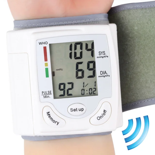 Best Price Gustala Automatic Digital Sphygmomanometer Wrist Cuff Arm Blood Pressure Monitor Meter Gauge Measure Portable Bracelet Device