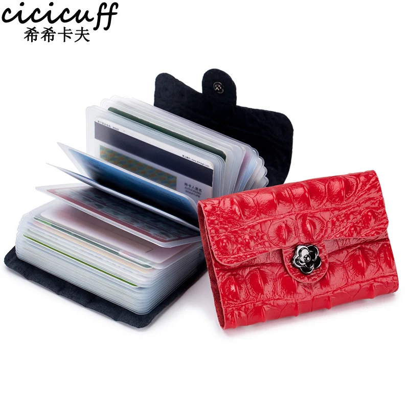 

Fashion split leather business card holder cards women leather wallet credit card holder book ID card case document cardholder