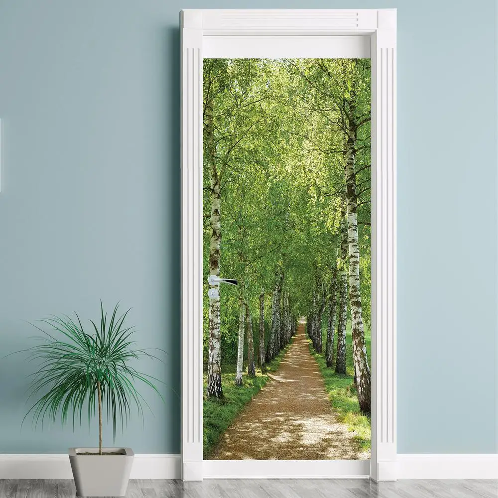 Door Mural Forest Path Door Sticker Wallpaper 3d mural Wall Print Decal