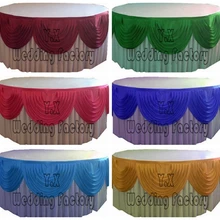 Дешевая цена ледяной шелк стол юбка для круглой скатерть декоративная