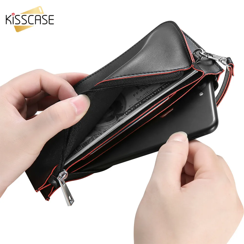 

KISSCASE Universal Phone Case for iPhone 7 7 Plus Napa Pattern PU Leather Bag For iPhone 6 6s 7 Plus 5 5S SE Wallet Pouch