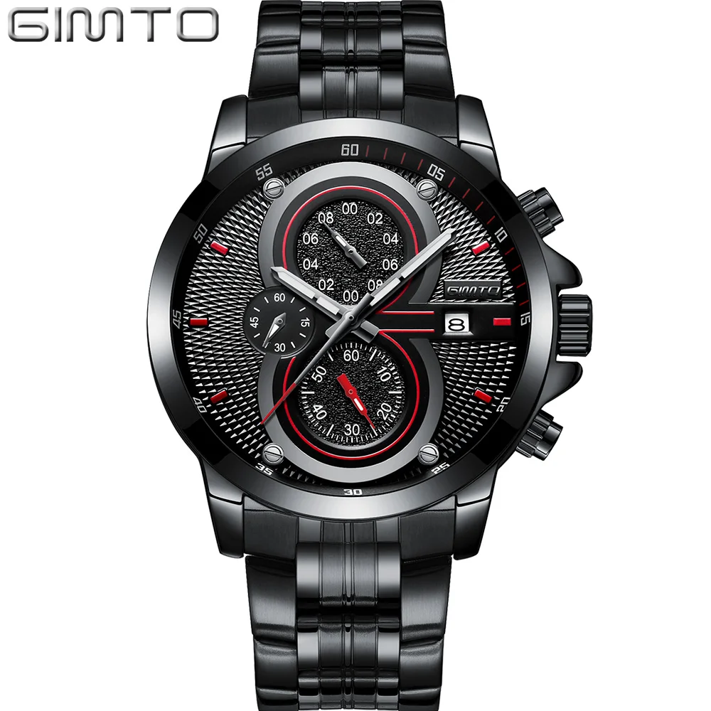 

GIMTO 2018 Brand Creative Quartz Men Watch Steel Luxury Clock Waterproof Male Military Casual Sport Wristwatch Relogio Masculino