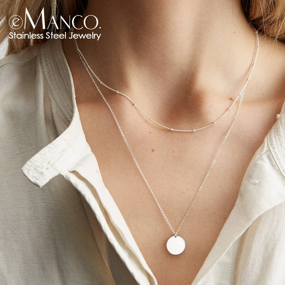 E-Manco корейское многослойное колье ожерелье из нержавеющей стали женское изысканное ожерелье модное ювелирное изделие