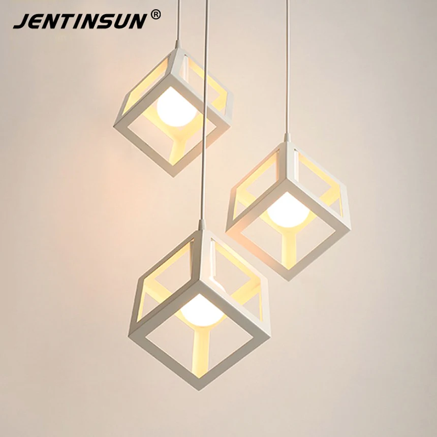 Vintage Retro Pendant Lights Cube Cage LED Hanging Lamp ...