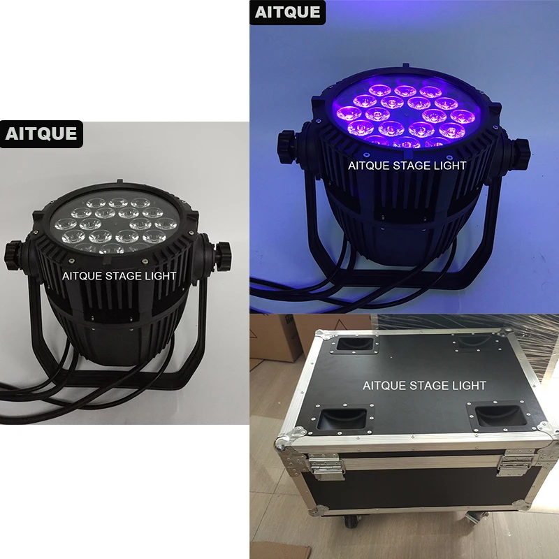 (12 шт. + кейс для полетов) Светодиодные Светильники наружные rgbwa uv dmx par led 18*18 Вт огни
