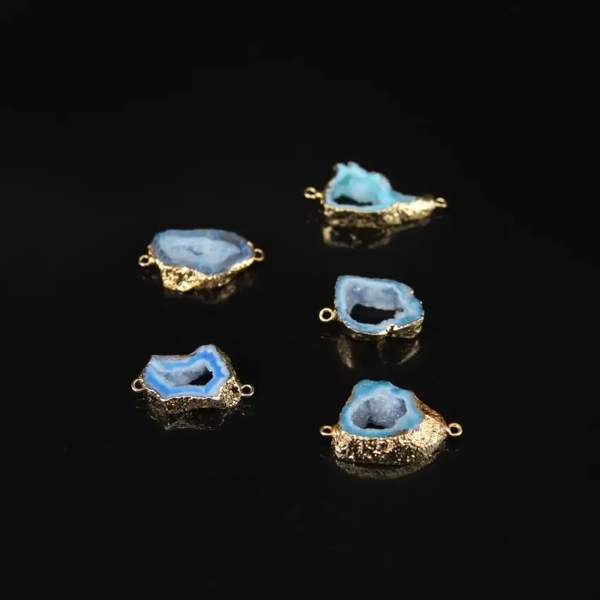 

5pcs/lot,Raw Agates Druzy Geode Freeform Slab Connector,Natural drusy Quartz slice nugget Charms Pendant Necklaces Jewelry
