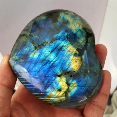 140G Naturale Bellissimo Arcobaleno Flash Labradorite Pietra Cristallo Cuore Guarigione
