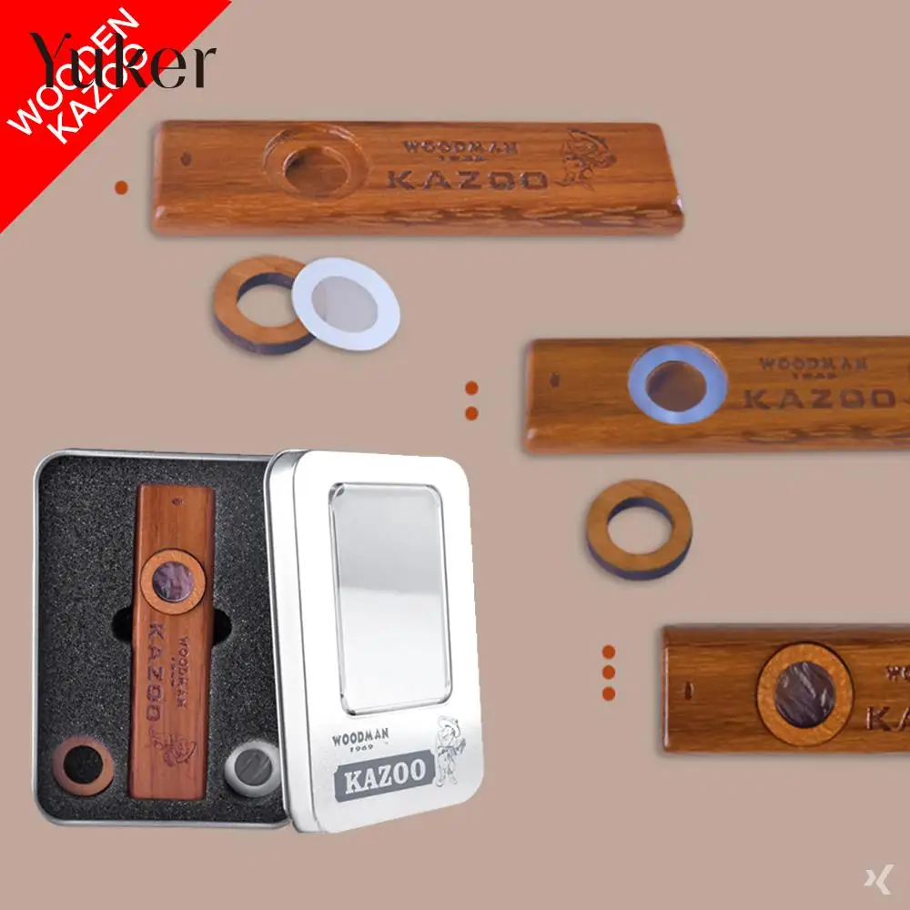 

Brown Wood Pallets Kazoo Play Wooden Flute Durable Player Orff Instruments Children Accompaniment Flute