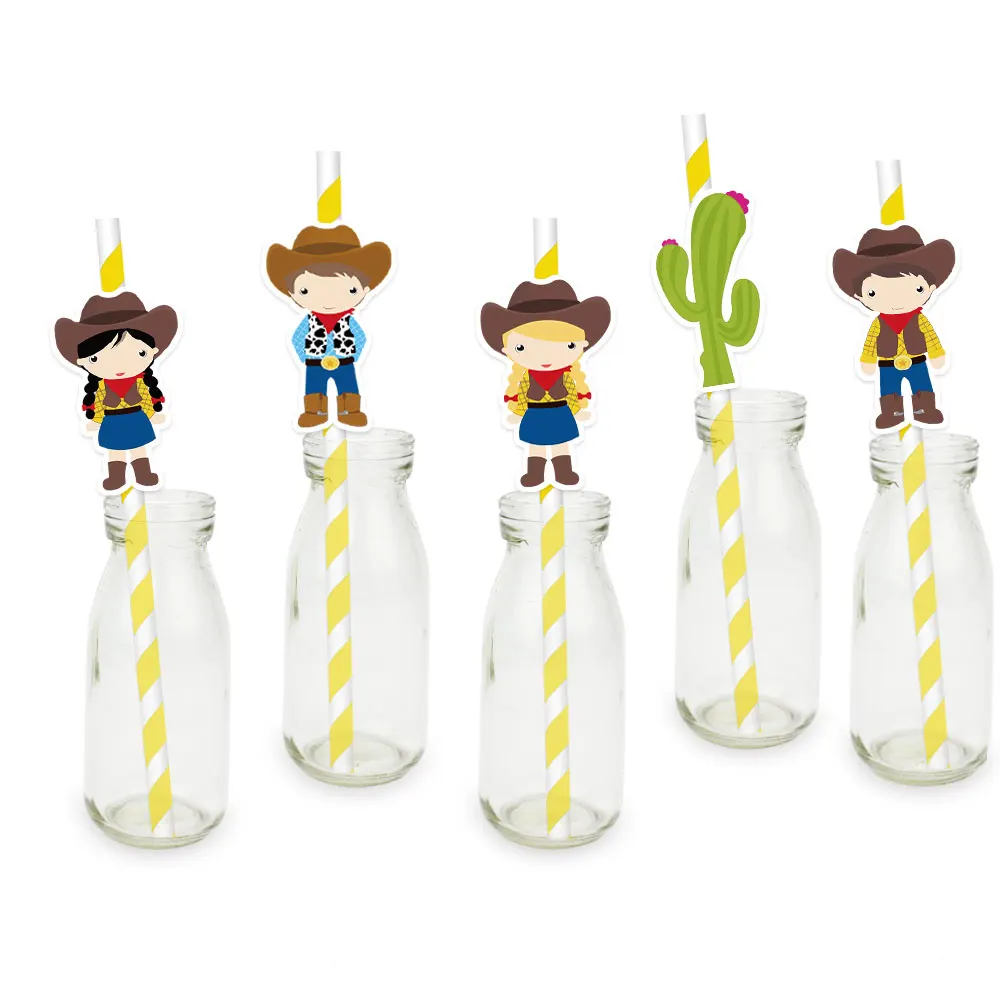 

Cowboy and Cowgirl Straw 25PCS For Paper Straws Birthday Decoration Party Festive Supplies Paper Drinking Straws Event Supplies