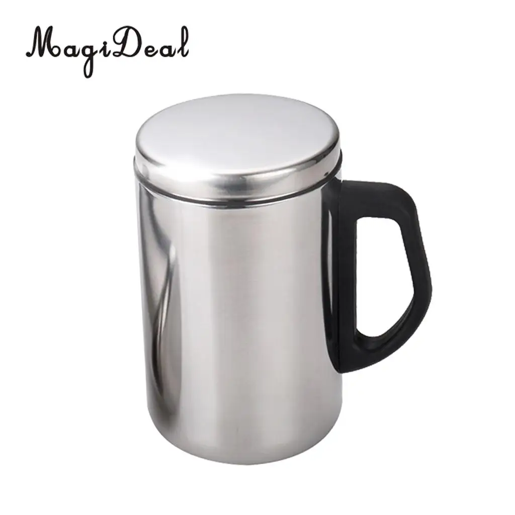 MagiDeal 350/500ml Double Wall Beer Mug Stainless Steel Wine Cup Insulate Travel Camping Mug  - Unique & Insulated with Handle