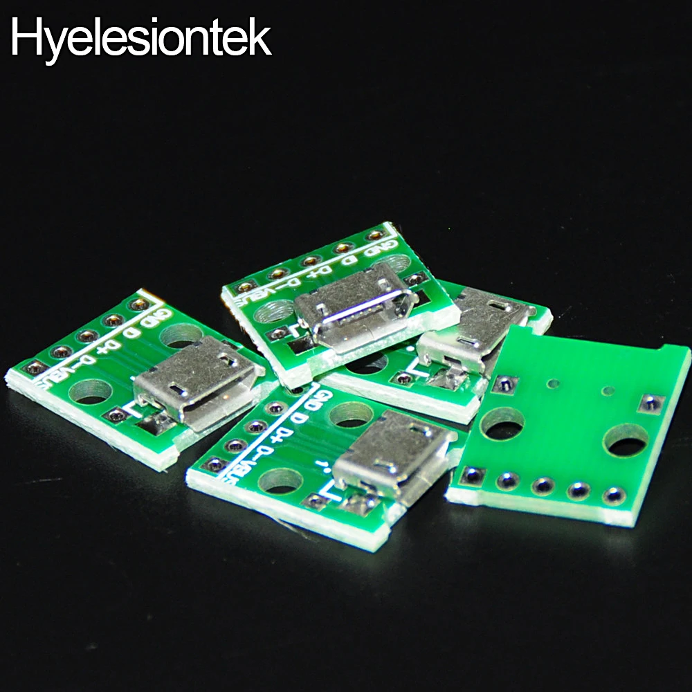 

5pcs Micro USB to DIP 2.54mm Adapter Connector Module Board Panel Female 5-Pin Pinboard 2.54mm Micro USB PCB Type Parts