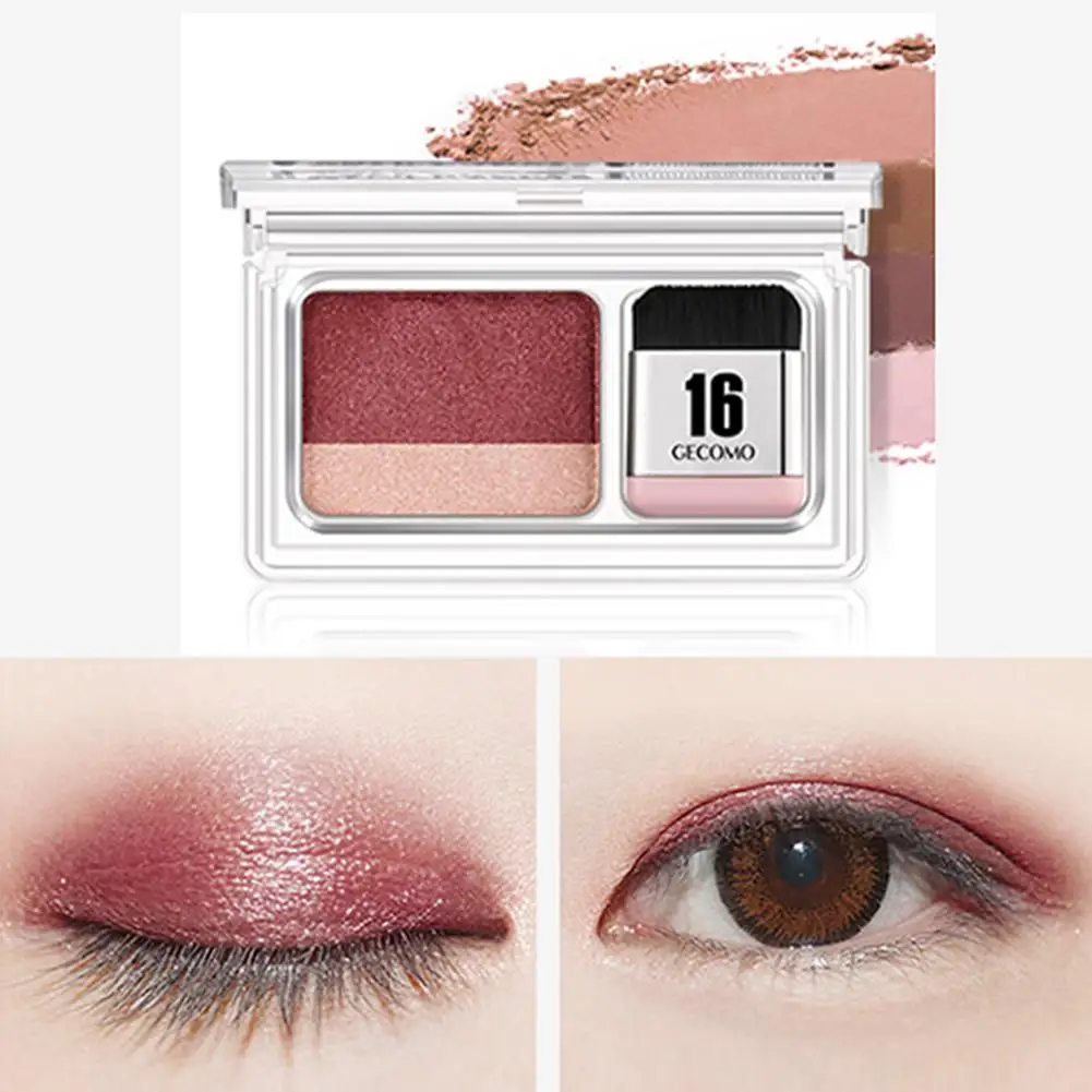

Gecomo Gradient Two-color Eye Shadow Fast Apply Makeup Long Lasting Smudge Proof with Brush
