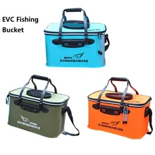 Рыболовное ведро EVC складной портативный холщовый ящик для снастей для живой рыбы ведро для рыбалки на открытом воздухе синий оранжевый и синий цвет Автомобильный туристический мешок