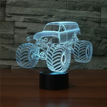 

[Seven Neon]free Shipping Earth truck Acrylic 7Colors Desk Lamp 3D Lamp Novelty Led Night Light Millennium Falcon Light