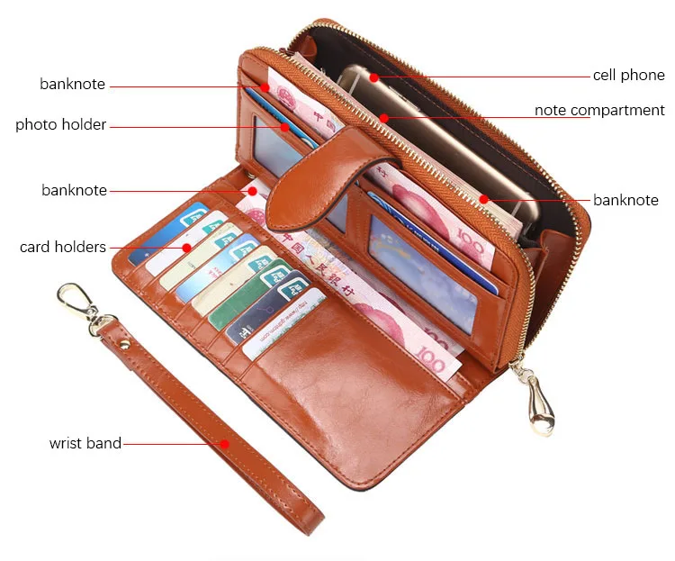 AMONCHY Women Wallets Practical Artificial Leather Female Clutch Wallet Long Zipper Purses (28)
