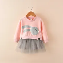 

ViGarBear Baby Girl Dress Spring Autumn Girls Fake 2PCS Dresses Children Cartoon Print Princess Dress Kids Clothes Girls Dresses