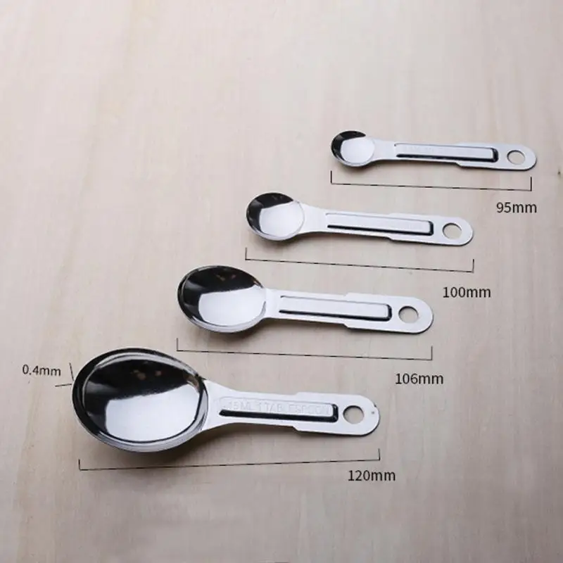 

4pcs/Set Durable Easy Cleaning Stainless Steel Measuring Spoon Tea Coffee Measure Tools Kitchen Scale Baking Measuring Cup #705