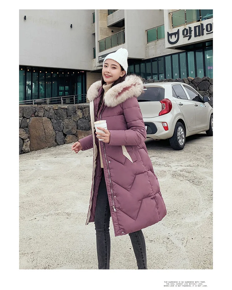 long Parka Down parka women Large collar down jacket medium length knee length jacket and thick jacket 922