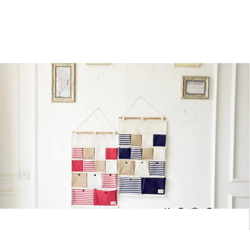 

Multifunction 13 Pocket Striped Wall Hanging Storage Bag Cosmetic Toys Organizer Sundry Waterproof Hanging Bag For Home Bathroom