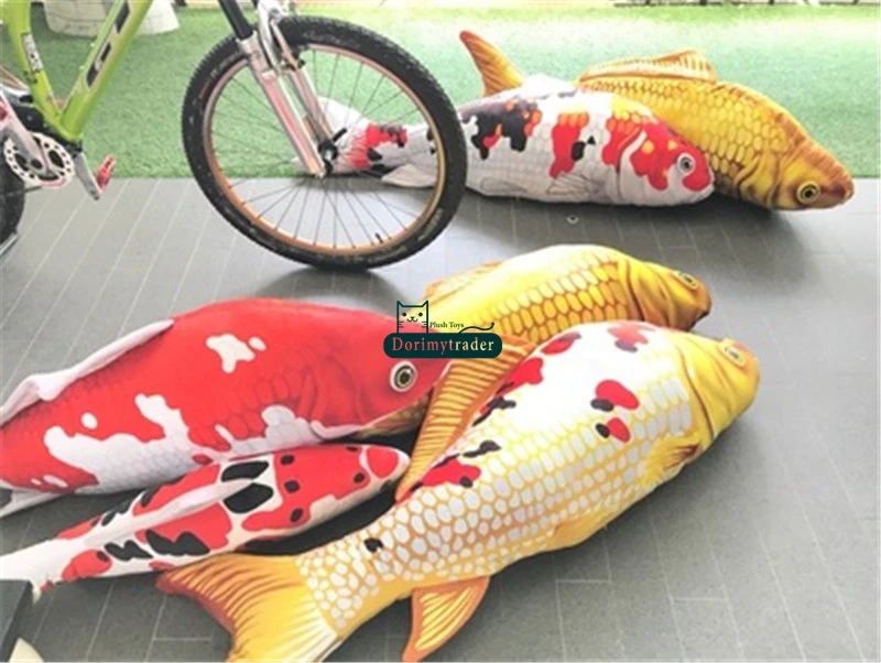 Dorimytrader 135cm Large Simulated Animal Koi Fish Plush Toy Stuffed Soft Fishes Animals Pillow  Doll 53inches Gift Home Decoration DY61692 (17)