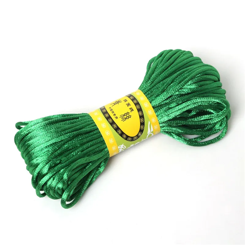 Сатиновая шелковая проволока для макраме, нейлоновая оплетка Шамбала, сделай сам, китайский узел, браслеты, ожерелье, ювелирные аксессуары, 2,5 мм, 20 м - Цвет: Grass Green