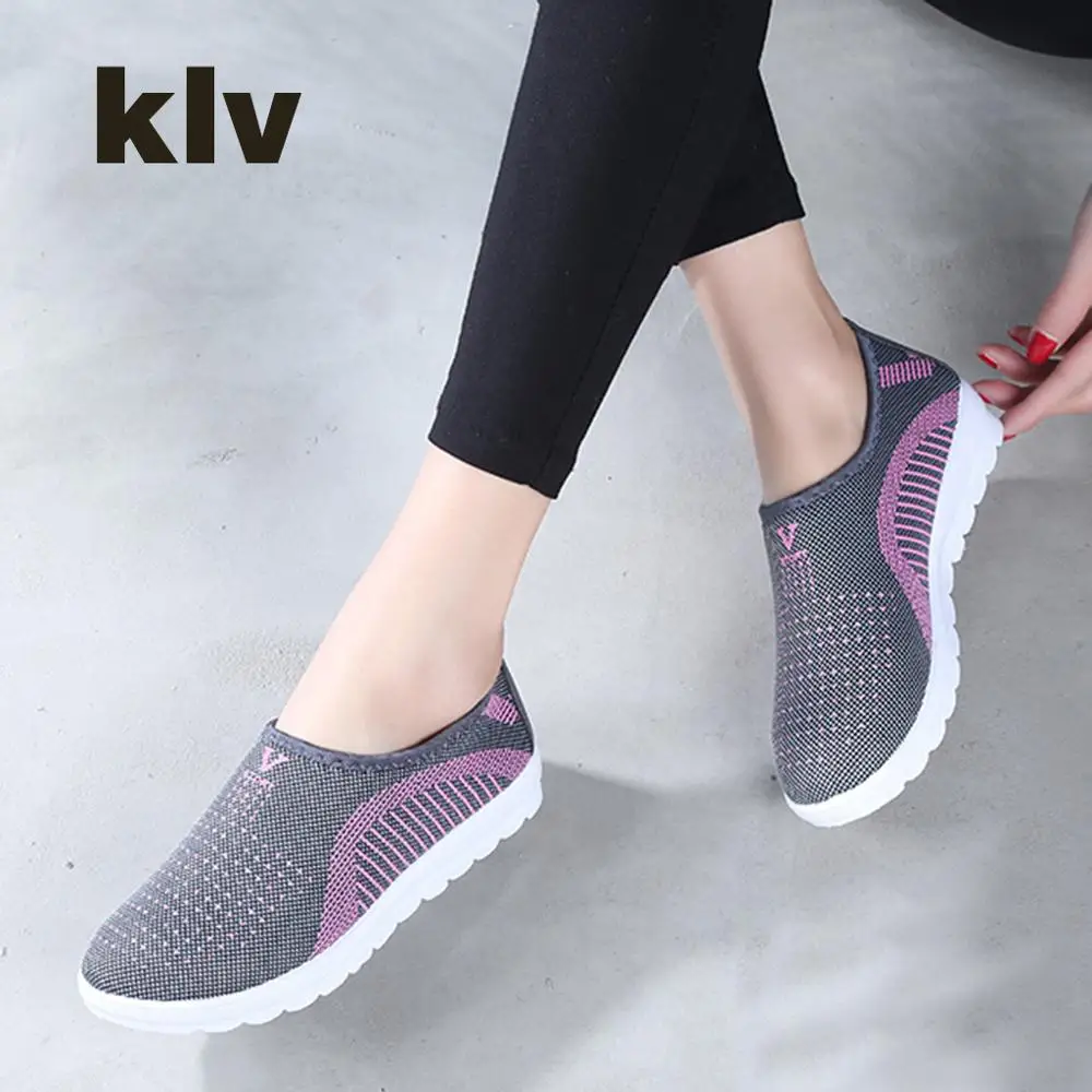 

new RD Women's shoes Mesh Flat With Cotton zapatillas mujer casual Walking Stripe Sneakers Loafers Soft Shoes tenis feminino #78