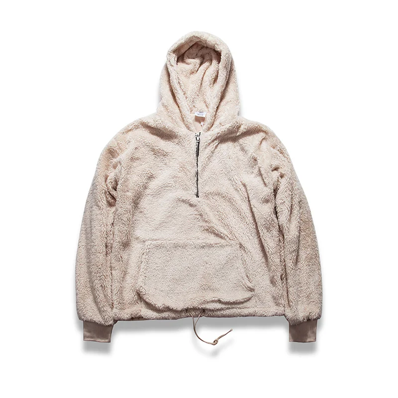 Мужская Утепленная худи половина пуловер с косой молнией флис уличная Kanye West Мода хип хоп городская одежда Джастин Бибер Tyga
