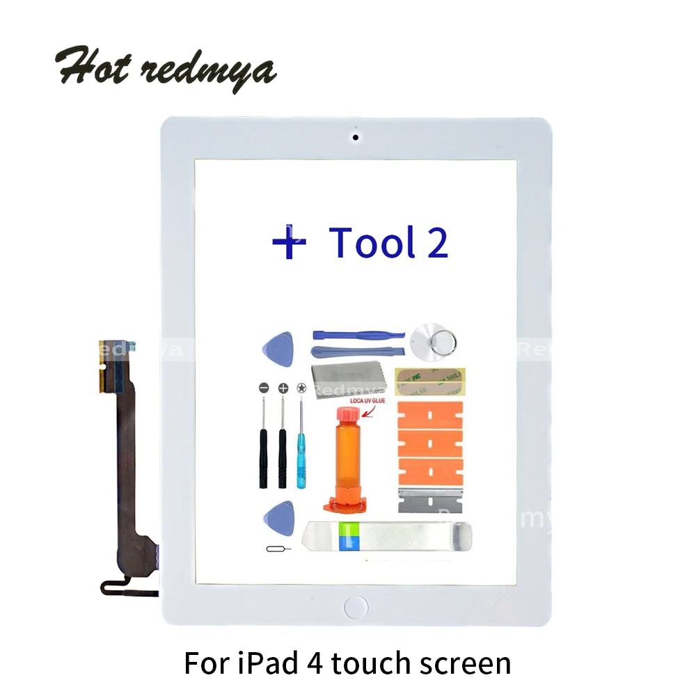 

9.7" For iPad 4 A1458 A1459 Touch Screen Digitizer Front Touch Panel Glass Replacement Spare Part TP + Home Button +Repair Tools