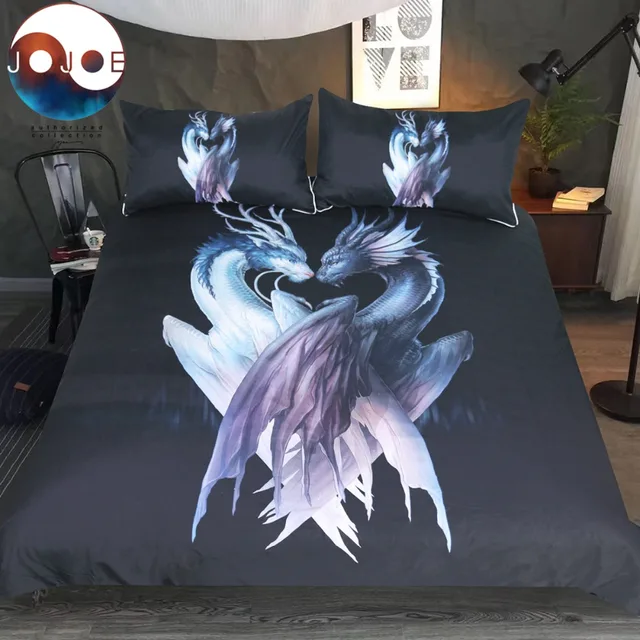 yin and yang dragons black by jojoesart bedding set 3d printed duvet