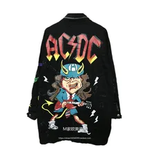 Осень-Зима хип-хоп женский черный граффити свободная ветровка куртка пальто женская верхняя одежда YQ98