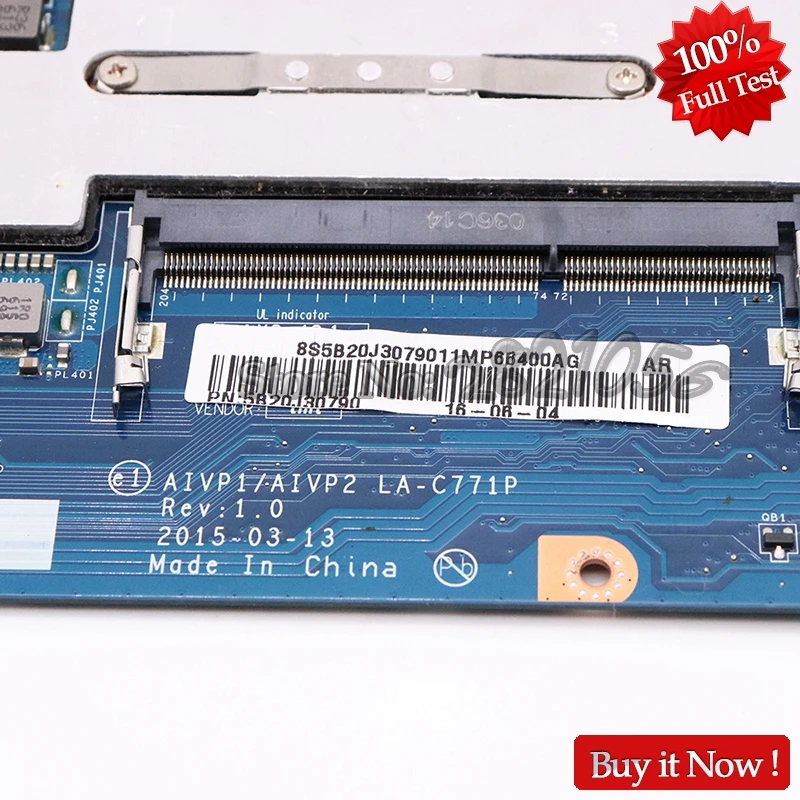 NOKOTION para Lenovo ideapad 100-14IBY portátil placa madre 14 pulgadas | AIVP AIVP2 LA-C771P DDR3 con procesador integrado NOKOTION para Lenovo ideapad 100-14IBY portátil placa madre 14 pulgadas | AIVP AIVP2 LA-C771P DDR3 con procesador integrado