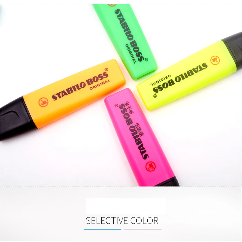 JIANWU 1pc STABILO BOSS 9 color Fluorescent pen Color highlighter pen Marker pen The earliest fluorescent pen in the world