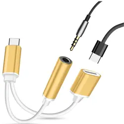 2 в 1 Тип C до 3,5 мм Jack аудио сплиттер для huawei Xiaomi USB C наушники кабель, адаптер для зарядки