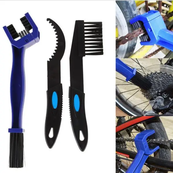 Cheap new hot 3 in 1 Motocycle Bicycle Chain Cleaning Brush Set Mountain Bicycle Gear Cleaner Scrubber Cycling Tool 2