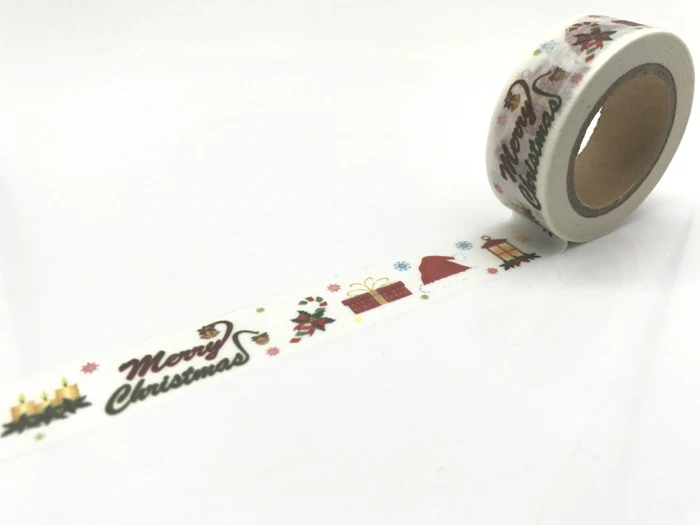 Рождественская лента jiataihe Васи Рождественская японская рисовая бумага малярный скотч с принтом Рождественская елка васи лента