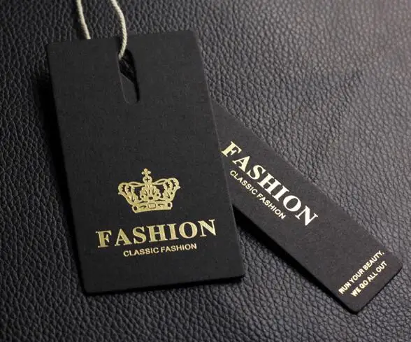 custom garment labels/customized balck paper clothing tags/hang tag/swing tag/printed labels/jewelry tags/business card/logo