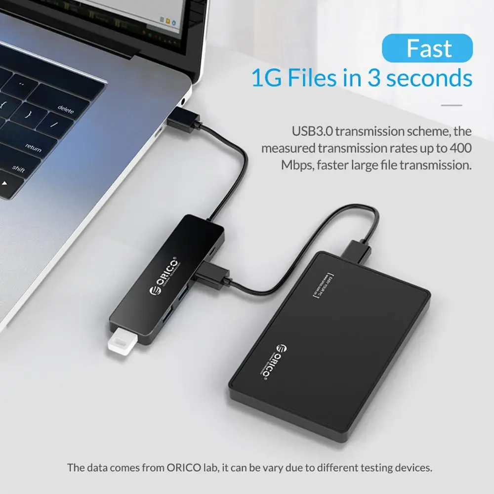 ORICO High Speed 4 Ports USB 3.0 HUB With Power Supply Port USB2.0 Splitter OTG Adapter for iMac Laptop Desktop Accessories