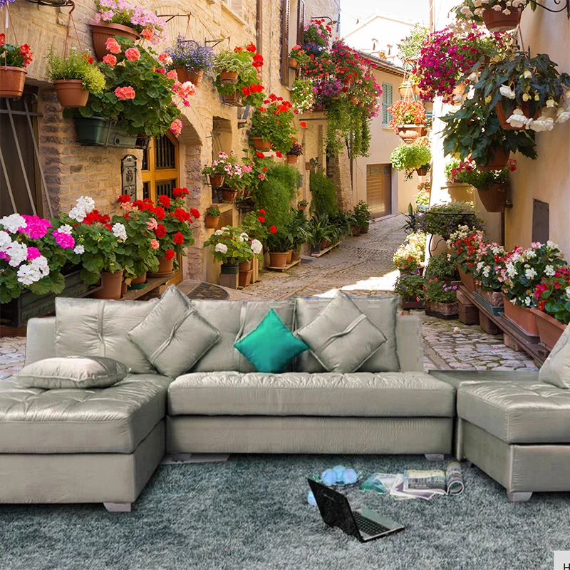 

European Street Scenery Custom Mural Wallpaper Flower Full Wall Murals Printed Home Decor Photo Wallpaper 3D Visual EffectYBZ141