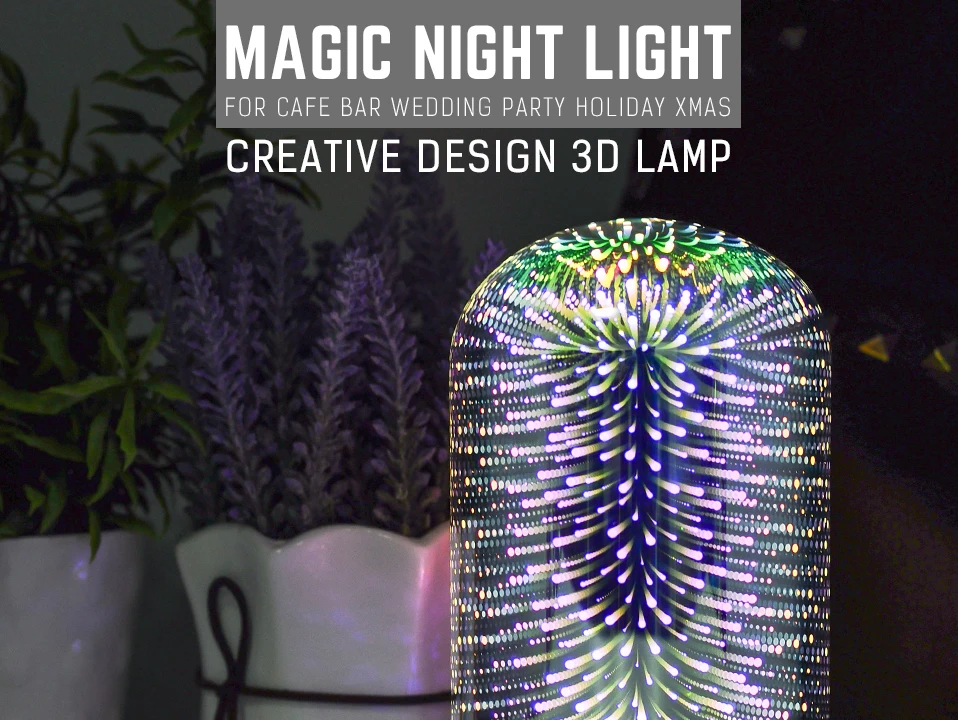 5 в постоянного тока, 3D стеклянная лампа, красочное креативное романтическое украшение для дома, 5 Вт, настольная лампа, спальня, атмосфера, прикроватная, Волшебная Ночная лампа