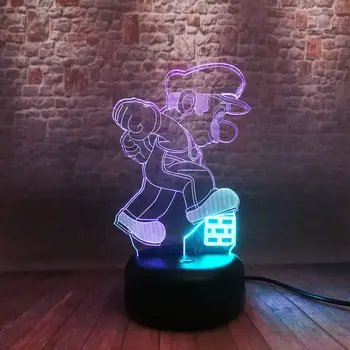 

Mario Bros Light-up Model 3D Illusion Nightlight LED Colors Mixed Changing Light Super Mario Anime Figure Toys