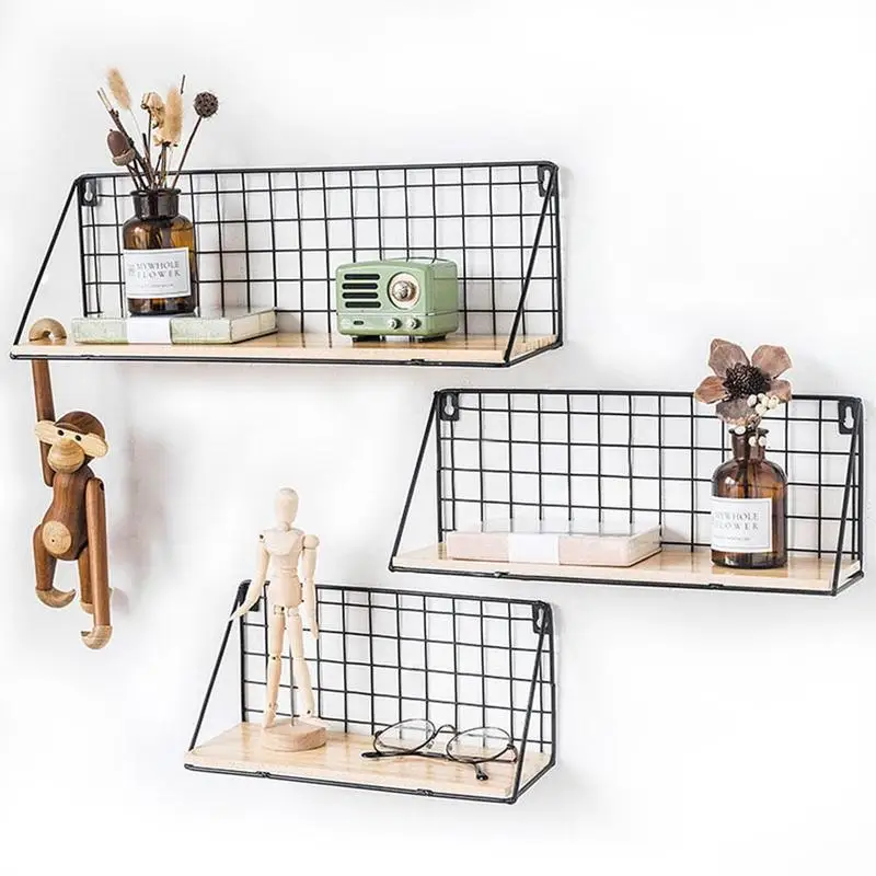 

Punch Free Grid Wall Shelf Combination Wall Hang Geometric Figure Wall Decoration Living Room Bedroom Nordic Rack Etagere Mural