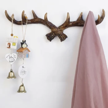 

Western Style Retro Resin Antlers Hooks Wall Hanging Coat Hook Sundries Hanger Wall Mounts Room Storage Racks Bedroom Coat Hook