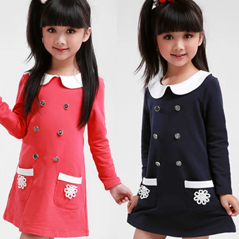 Shybobbi Girls Dress Cotton Button Full sleeve Baby Princess Dresses, School Uniform Spring and