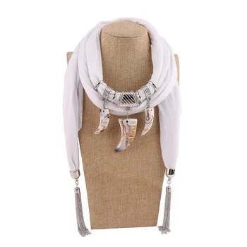 

RUNMEIFA Pendants Necklaces Chiffon Scarf Woman/Ladies New Fashion Vintage Imitation Ivory Pattern Bohemian Style 170*40CM